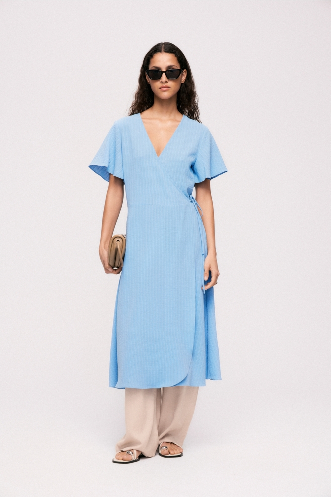 VILOVIE S/S WRAP MIDI DRESS - NOOS 14059666 BLISSFUL BLUE